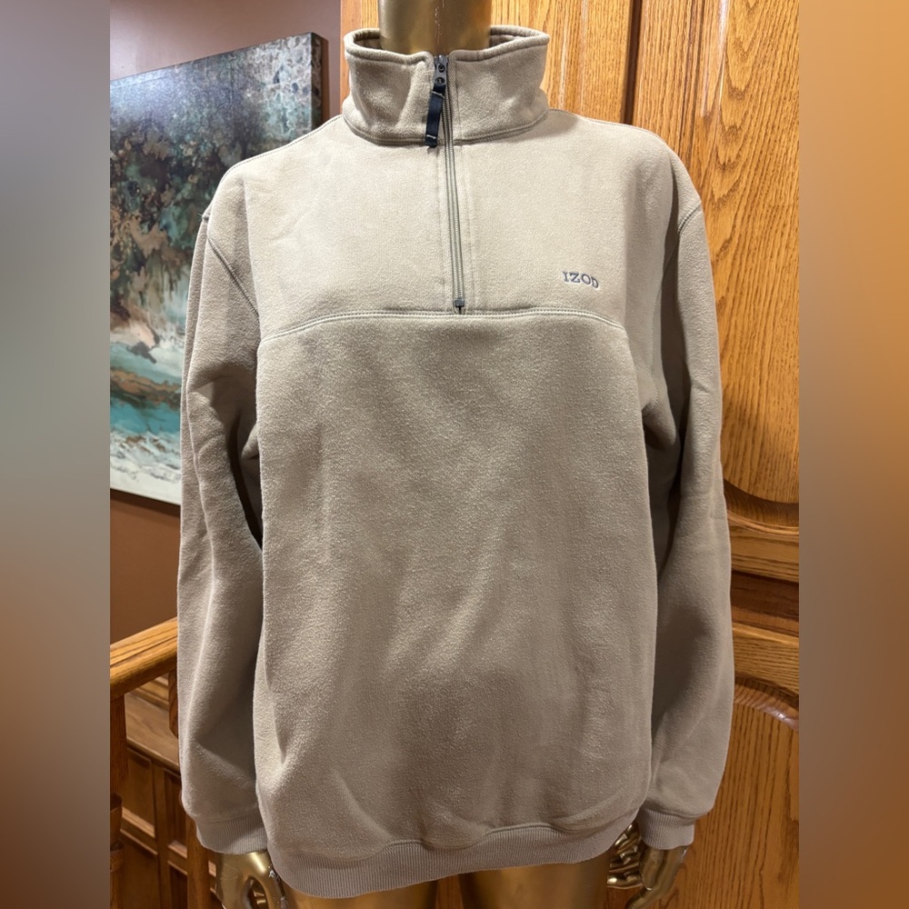 IZOD Men's Beige Zip-Up Sweater